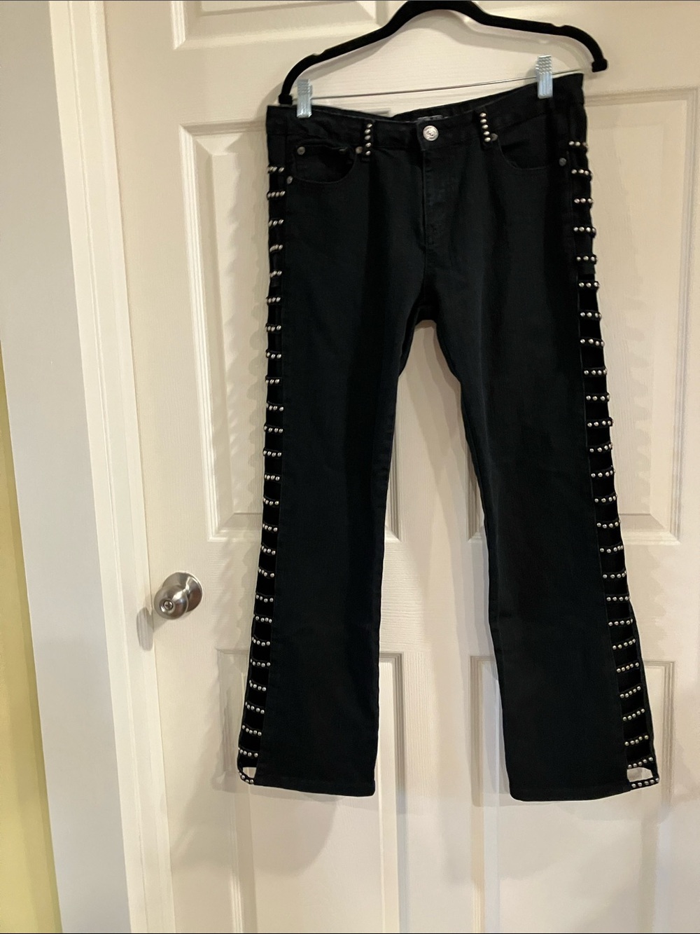 Black Jeans with Studded Side Trim
